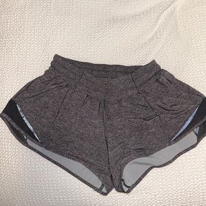 Lululemon Hotty Hot Shorts Size 4 Grey- Low rise 2.5 inch inseam